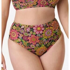 Unique Vintage Flower Child High Waist Bikini Bottom 2X NWOT